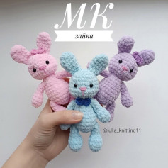 Схема вязания крючком для милого зайки с бантиком