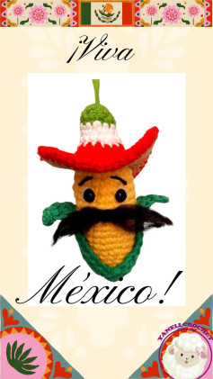 Sombrero de Ganchillo Inspirado en México con Mostacho