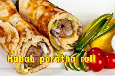 Spicy Kabab Delight in Crispy Paratha Wrap