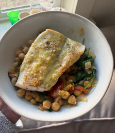 Spicy Mediterranean Cobia with Chickpea Delight