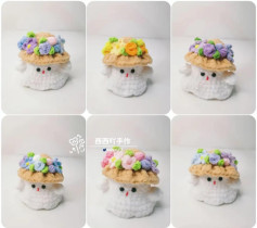 Adorable Crochet Ghosts with Colorful Flower Hats