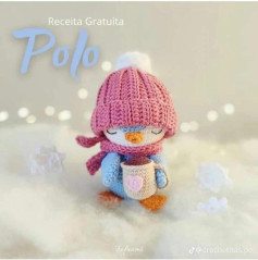 Adorable pingüino de crochet con gorro y bufanda