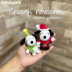 Adorables muñecos de Snoopy navideños tejidos a crochet