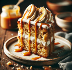 Banana Bliss Cake with Creamy Caramel Cascade