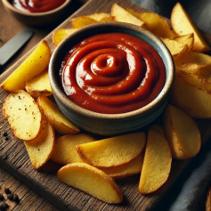 Berlin Currywurst Dip with Rustic Potato Wedges