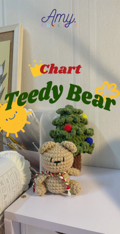 Biểu đồ móc len gấu Teddy và cây thông dễ thương