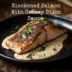 🍽️ Blackened Salmon with Creamy Dijon Sauce (2g Net Carbs)