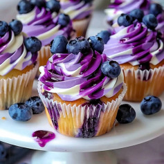 Blueberry Bliss Cupcakes with White Chocolate Elegance