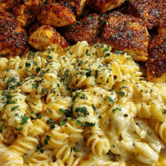 Cajun Garlic Chicken Rotini in Velveeta Cream Delight