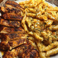 Cajun Garlic Chicken with Creamy Velveeta Penne