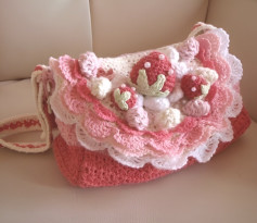 Charming Crochet Bag with Floral and Strawberry Designs