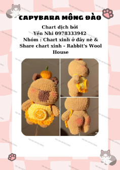 Chart móc len Capybara dễ thương với trái cam