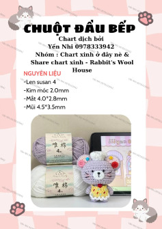 Chart móc len chuột đầu bếp dễ thương cho người mới bắt đầu