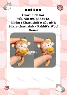 Chart móc len hình khỉ con dễ thương cho người mới bắt đầu