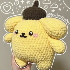 Chart móc len hình thú dễ thương với nón nâu