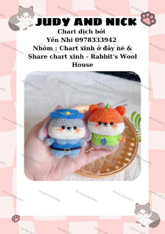 Chart móc len Judy và Nick dễ thương cho người yêu thú bông
