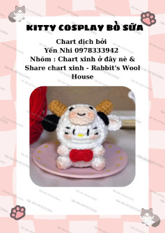 Chart móc len Kitty cosplay bò sữa dễ thương