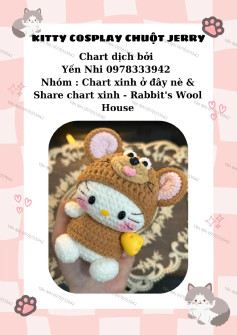 Chart móc len Kitty cosplay chuột Jerry dễ thương và xinh xắn