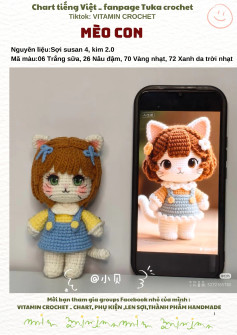 Chart móc len Mèo Con dễ thương cho người mới bắt đầu