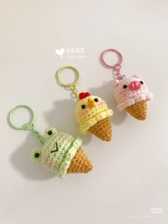 Chart móc len móc khóa kem thú dễ thương cho người mới bắt đầu