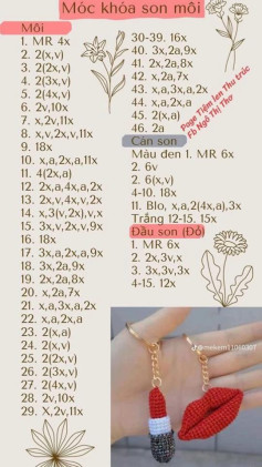 Chart móc len móc khóa son môi với hướng dẫn chi tiết và hình ảnh minh họa