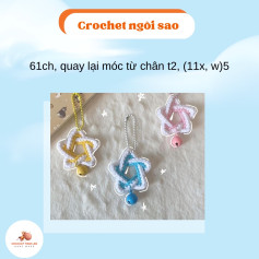 Chart móc len ngôi sao dễ thương với chuông trang trí