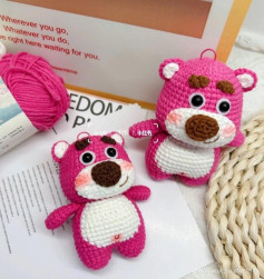 Chart móc len thú bông gấu hồng đáng yêu cho người mới bắt đầu