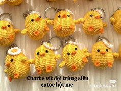 Chart móc len vịt vàng đội trứng đáng yêu cho móc khóa