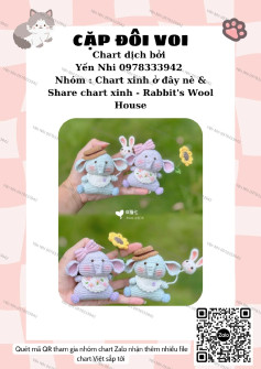 Chart móc len voi dễ thương với nón và hoa