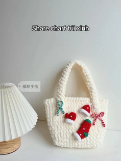 Chart móc túi len xinh với họa tiết Giáng Sinh