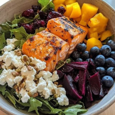 Colorful and Healthy Salmon Salad Bowl with Fresh Ingredients