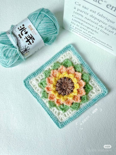 Colorful Crochet Flower Square Pattern with Yarn