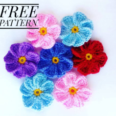 Colorful Crochet Flowers Free Pattern for Beginners