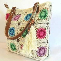 Colorful Crochet Granny Square Tote Bag Pattern