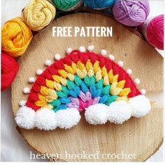 Colorful Rainbow Crochet Pattern with Pom Poms - Free Download