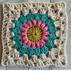 Colorful Sunburst Crochet Granny Square Pattern