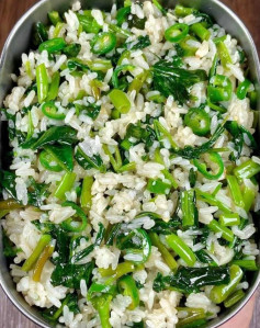 Cơm rang rau muống & ớt xanh