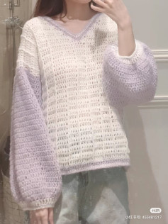 Cozy Crochet Sweater with Puffy Sleeves for Stylish Comfort