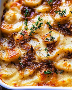 Creamy Gruyere and Caramelized Onion Scalloped Potatoes