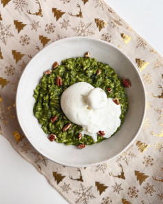 Creamy Spinach Pesto Risotto with Burrata Bliss