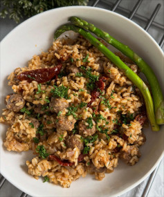 Creamy Sundried Tomato Risotto with Savory Sausage