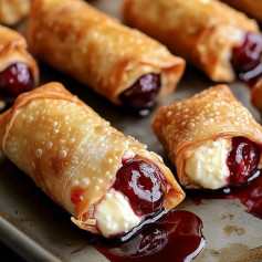 Crispy Cherry Cheesecake Egg Rolls Delight