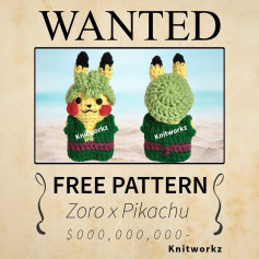 Crochet Amigurumi Pattern: Zoro x Pikachu Plushie