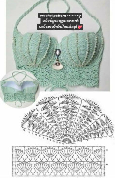 Crochet Bra Top Pattern with Shell Stitch and Beaded Details