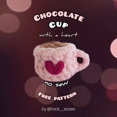Crochet Chocolate Cup with Heart Pattern - No Sew Required