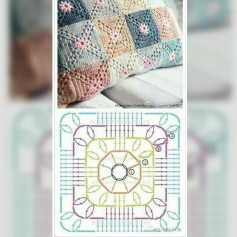 Crochet Cushion Pattern with Flower Motif and Square Design