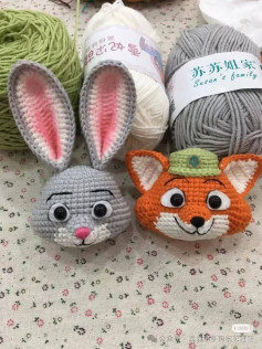 Crochet Cute Bunny and Fox Amigurumi Heads Pattern