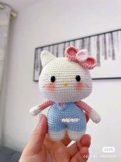 Crochet Cute Cat with Pink Bow Tutorial