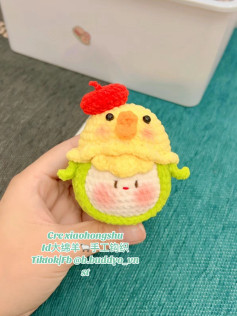 Crochet Cute Chick with Red Hat and Green Outfit