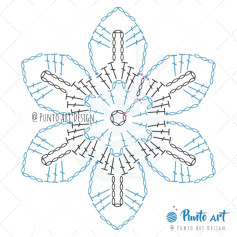 Crochet Flower Pattern with Six Petals and Detailed Stitches